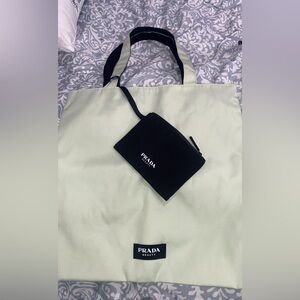Prada Beauty Green Tote with Black Pouch